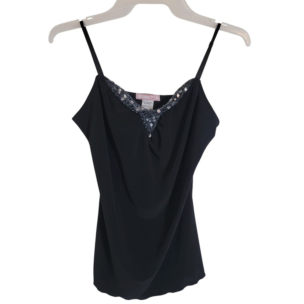 Vintage 2000 Y2K Black Cami Top Beaded Sequined Top Small Festival Whimsygoth